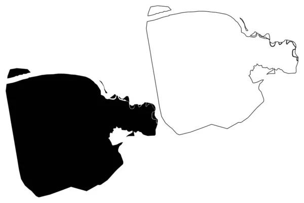 卡杜韦拉市 斯里兰卡民主社会主义共和国 西部省 地图矢量图解 卡杜韦拉市速写草图 — 图库矢量图片