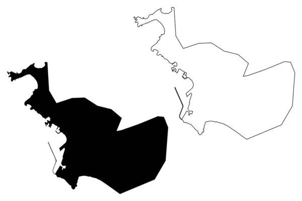 Carte Vectorielle Ville Lattaquié République Arabe Syrienne Syrie Gouvernorat Lattaquié — Image vectorielle