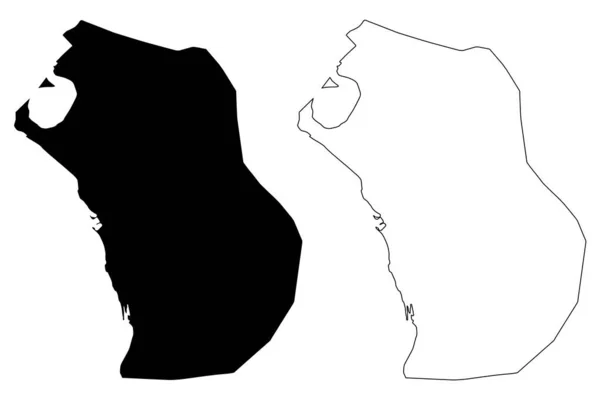 Hudaydah City República Iêmen Mapa Ilustração Vetorial Esboço Rabiscos Cidade — Vetor de Stock