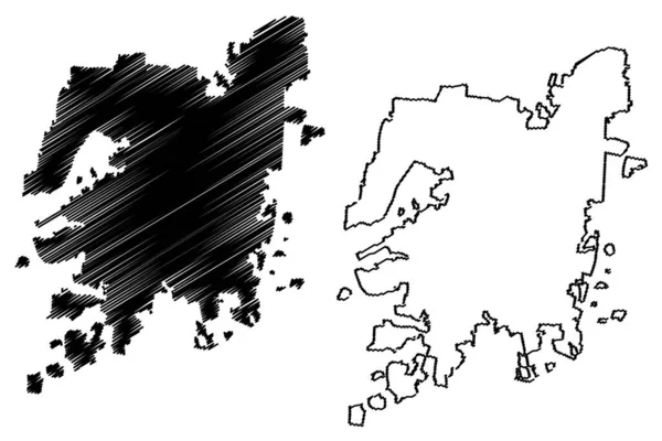 Indore City República Índia Madhya Pradesh State Mapa Ilustração Vetorial — Vetor de Stock