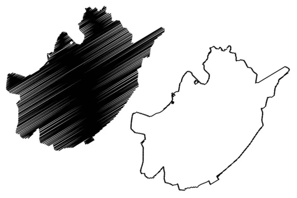 Jodhpur City República Índia Estado Rajastão Mapa Ilustração Vetorial Esboço — Vetor de Stock