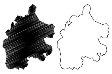 Meerut Şehri (Hindistan Cumhuriyeti, Uttar Pradesh State) harita vektör illüstrasyonu, çizim şehri Meerut haritası