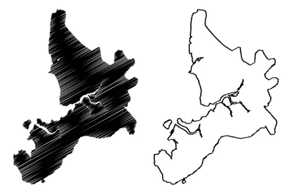 Navi Mumbai City Republic India Maharashtra State Mappa Vettoriale Illustrazione — Vettoriale Stock