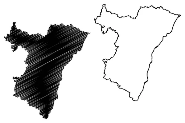 ライン県 フランス フランス共和国 グランド イースト地域 地図ベクトル図 スケッチブック ライン県地図 — ストックベクタ