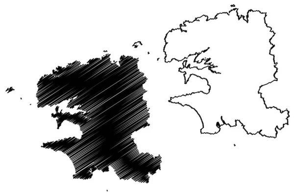 Département Finistère France République Française Bretagne Bretagne Illustration Vectorielle Carte — Image vectorielle