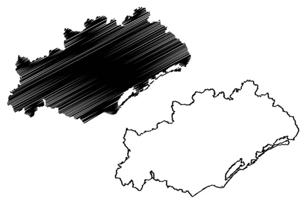 Departamento Herault França República Francesa Occitanie Occitania Região Mapa Ilustração — Vetor de Stock