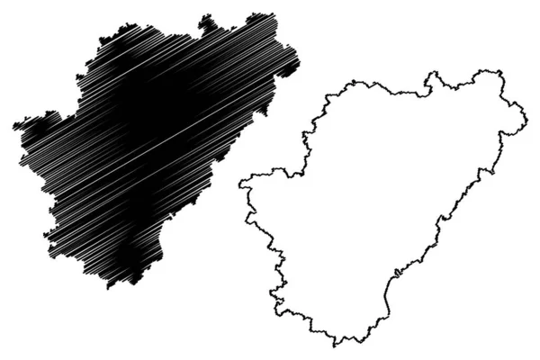 Charente Department Frankreich Französische Republik Region Nouvelle Aquitaine Kartenvektorillustration Kritzelskizze — Stockvektor