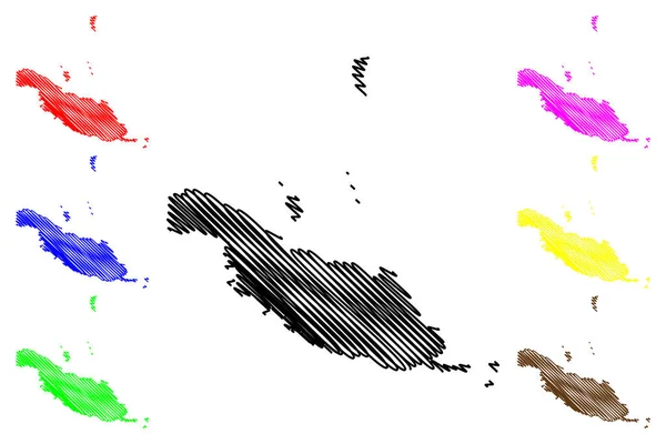 Makira Ulawa Province Provinzen Der Salomonen Salomonen Insel Kartenvektorillustration Kritzelskizze — Stockvektor