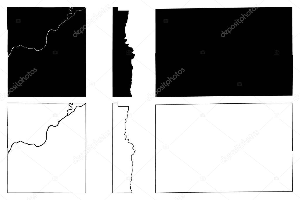 Vermillion, Tipton and Tippecanoe County, Indiana (U.S. county, United States of America, USA, U.S., US) map vector illustration, scribble sketch Vermillion, Tipton and Tippecanoe map