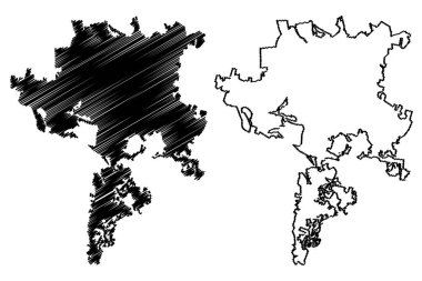 Semarang Şehri (Endonezya Cumhuriyeti, Java Adası) harita vektör ilüstrasyonu, çizim şehri Semarang haritası