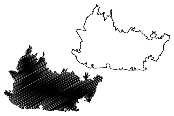バンドン市 インドネシア共和国 ジャワ島 地図ベクトル図 スケッチブルなスケッチバンドン市地図 — ストックベクタ