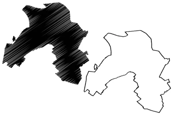 卡拉伊市 伊朗伊斯兰共和国 奥尔堡省 地图矢量图解 潦草的卡拉伊市地图 — 图库矢量图片