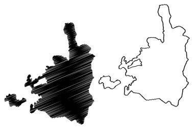 Kudüs Şehri (İsrail Devleti, Filistin) harita vektör illüstrasyonu, çizim şehri Kudüs haritası