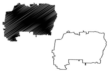 Higashiosaka Şehri (Japonya Eyaleti, ada ülkesi, Osaka Bölgesi) harita vektör ilüstrasyonu, çizim şehri Higashiosaka haritası