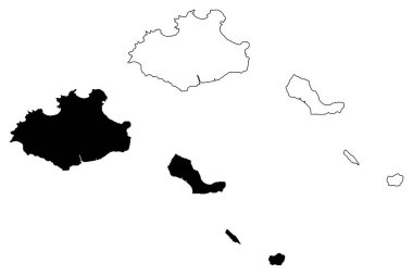 Sao Vicente belediyesi (Cabo Verde Cumhuriyeti, concelhos, Cape Verde, ada, takımada) harita vektör çizimi, çizim Sao Vicente, Santa Luzia, Ilheu Raso ve Branco haritası