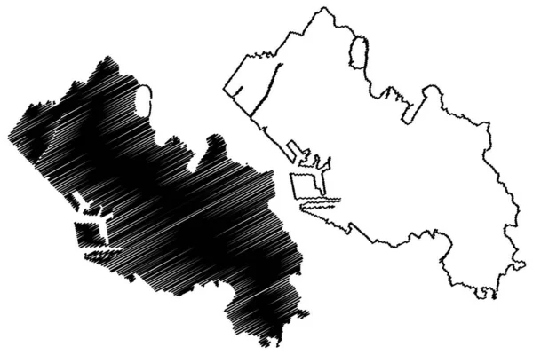 Cidade Chiba Estado Japão País Insular Região Kanto Mapa Ilustração — Vetor de Stock