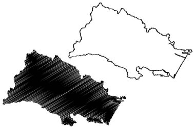Sendai Şehri (Japonya Eyaleti, ada ülkesi, Miyagi Bölgesi) harita vektör ilüstrasyonu, Sendai harita şemasını çiz