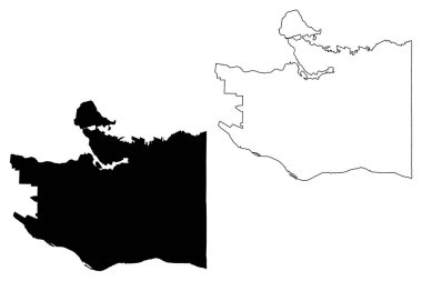 Vancouver Şehri (Kanada, Britanya Kolumbiyası Eyaleti) harita vektör çizimi, çizim şehri Vancouver haritası