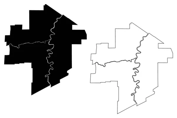 Winnipeg City Canadá Província Manitoba Mapa Ilustração Vetorial Esboço Rabiscos —  Vetores de Stock