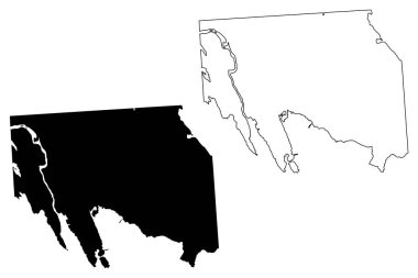 Iqaluit Şehri (Kanada, Nunavut Bölgesi) harita vektör çizimi, çizim şehri Frobisher Körfezi haritası