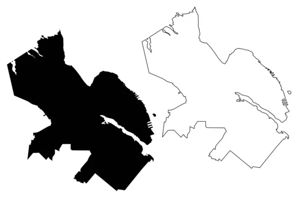 ハリファックス市 カナダ ノバスコシア州 地図ベクトル図 スケッチハリファックス市地図 — ストックベクタ