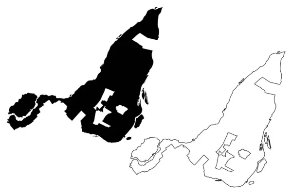 Векторная Иллюстрация Карты Монреаля Канада Провинция Квебек Каракули Карте Монреаля — стоковый вектор