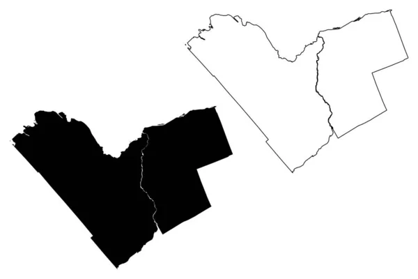 Ottawa City Canada Provincie Ontario Kaart Vector Illustratie Krabbel Schets — Stockvector