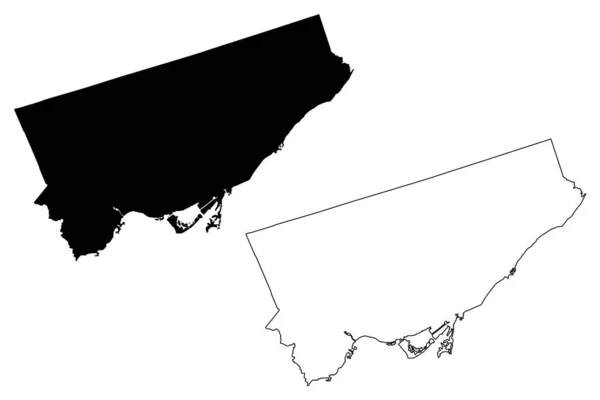 トロント市 カナダ オンタリオ州 地図ベクトル図 スクリプトスケッチトロント市地図 — ストックベクタ