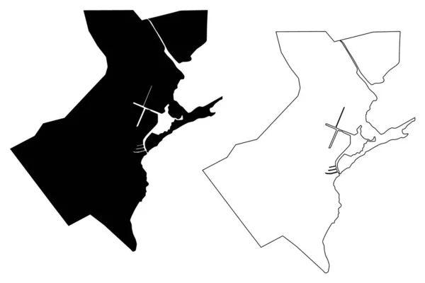 Portmore City Isola Giamaica Mappa Vettoriale Illustrazione Abbozzo Scarabocchio Città — Vettoriale Stock