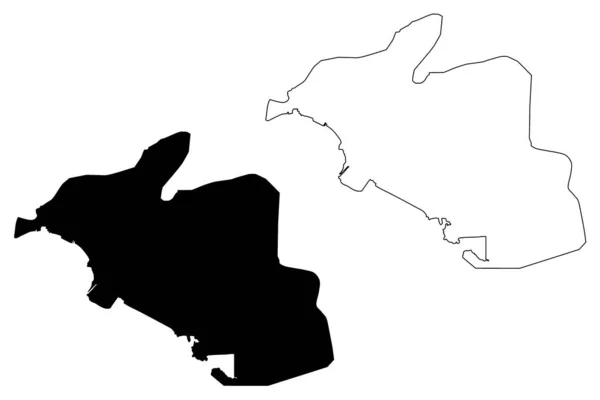 西班牙港市 特立尼达和多巴哥共和国 地图矢量图解 速写西班牙港市地图 — 图库矢量图片