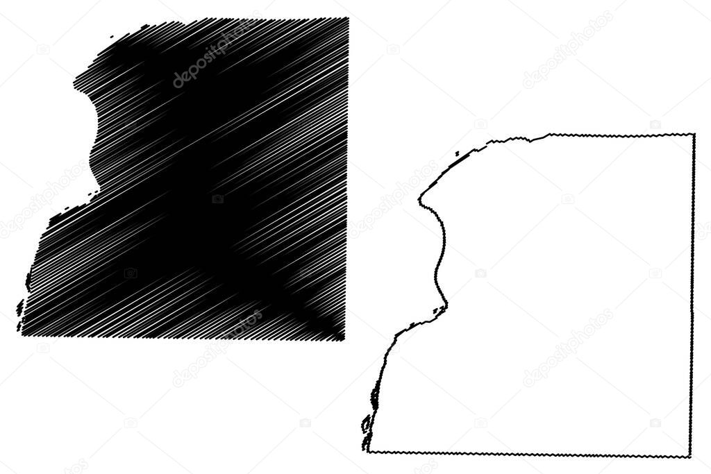Hancock County, Illinois (U.S. county, United States of America, USA, U.S., US) map vector illustration, scribble sketch Hancock map