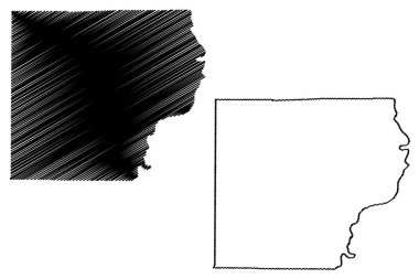 Lawrence County, Illinois (Amerika Birleşik Devletleri, ABD, ABD) harita vektör çizimi, çizim Lawrence haritası