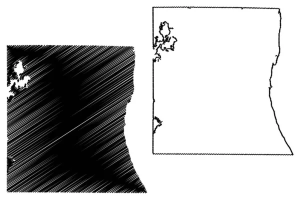 伊利诺伊州湖县 地图矢量图解 速写草图湖图 — 图库矢量图片