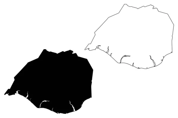 Südliche Region Insel Island Regionen Islands Kartenvektorillustration Kritzelskizze Suourland Karte — Stockvektor