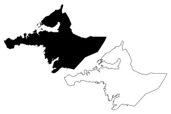 西部地区 冰岛岛 冰岛地区 地图矢量图解 速写草图维斯特兰地图 — 图库矢量图片