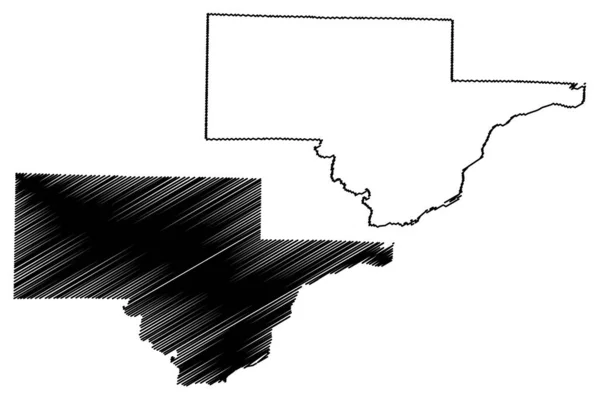 シューラー郡 イリノイ州 アメリカ アメリカ アメリカ アメリカ 地図ベクトル図 スクリブル スケッチ シュワイラー地図 — ストックベクタ