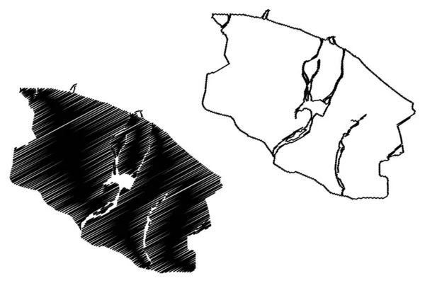 Seeb City Sultanato Omã Mapa Ilustração Vetorial Esboço Rabiscos Cidade — Vetor de Stock