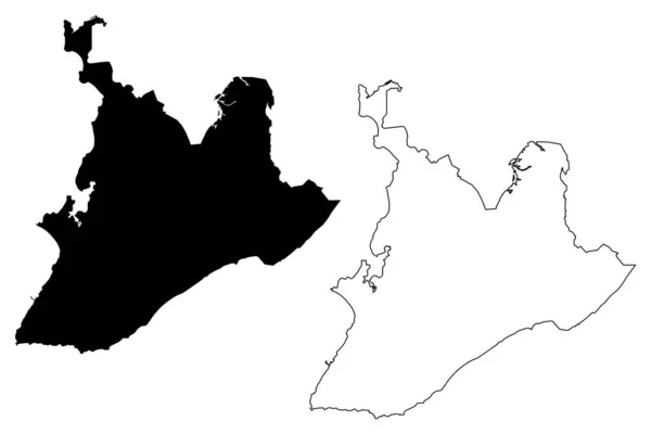 Salvador City Föderative Republik Brasilien Bundesstaat Bahia Kartenvektorillustration Kritzelskizze Stadt — Stockvektor