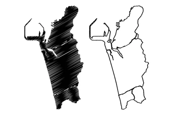 Colombo República Democrática Socialista Sri Lanka Província Ocidental Mapa Ilustração — Vetor de Stock