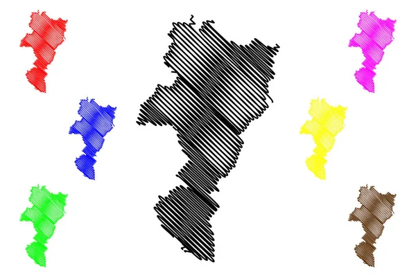 Grevenmacher District Gran Ducado Luxemburgo Mapa Vector Ilustración Boceto Garabato — Archivo Imágenes Vectoriales