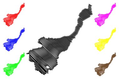 Tuzi Belediyesi (Karadağ, Karadağ Belediyeleri) harita vektör illüstrasyonu, kroki çizimi Tuzi haritası