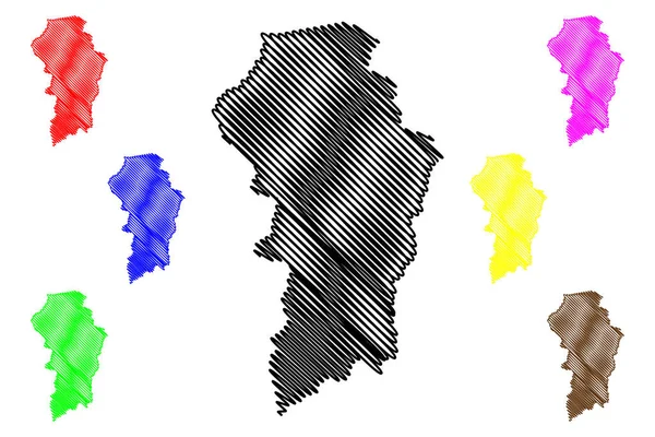 Brokopondo District Surinam Republika Surinamu Mapa Wektor Ilustracja Skecz Bazgroły — Wektor stockowy