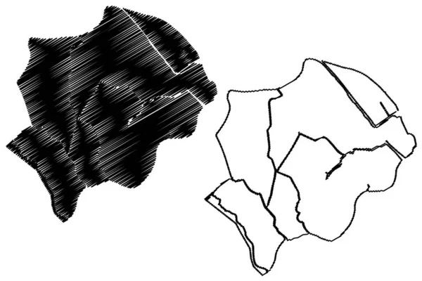 カントー市 ベトナム社会主義共和国 メコンデルタ地域 地図ベクトル図 スクリブルスケッチカントー市地図 — ストックベクタ