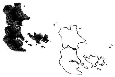 Nha Trang Şehri (Vietnam Sosyalist Cumhuriyeti, Khanh Hoa Eyaleti) harita vektör çizimi, Kauthara harita şehri karalama