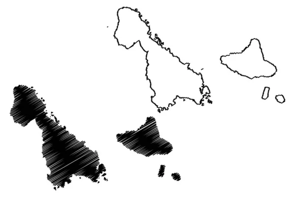 Провинция Малампа Республика Вануату Архипелаг Карта Векторная Иллюстрация Каракули Набросок — стоковый вектор
