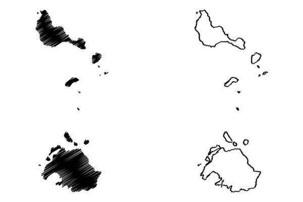 Provinz Shefa Republik Vanuatu Archipel Kartenvektorillustration Kritzelskizze Efate Shepherd Islands — Stockvektor