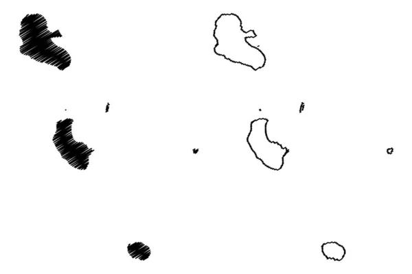 Provinsi Tafea Republik Vanuatu Nusantara Gambar Vektor Peta Sketsa Coretan - Stok Vektor