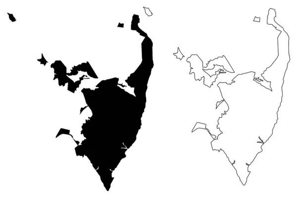 Ciudad Serra República Federativa Brasil Estado Espirito Santo Mapa Vector — Vector de stock