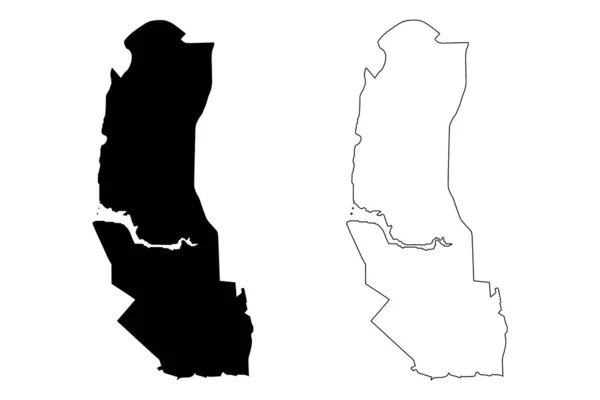 Palmas City Förbundsrepubliken Brasilien Tocantins State Karta Vektor Illustration Klotter — Stock vektor