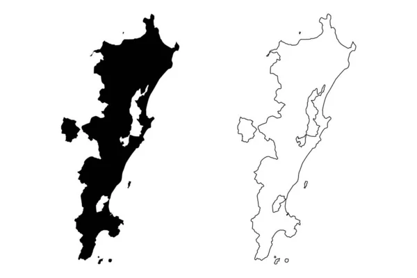 フロリアノポリス市と自治体 ブラジル連邦共和国 サンタカタリナ州 地図ベクトル図 スクリブルスケッチフロリアノポリス市地図 — ストックベクタ